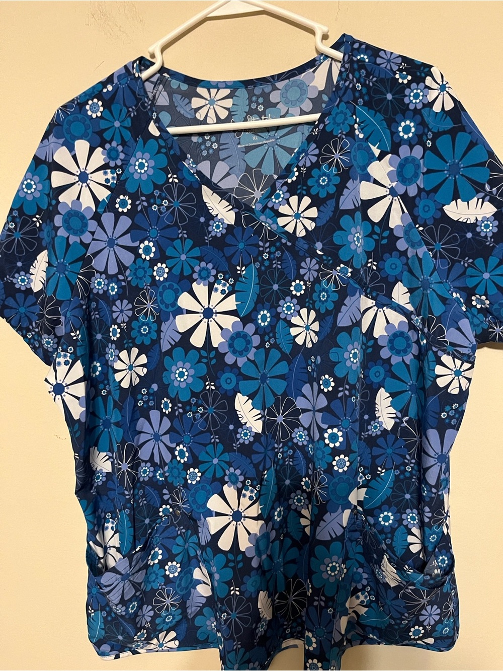 Floral V-Neck Women’s Top in Blue